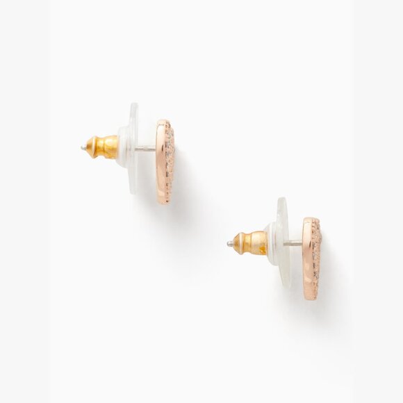 NWT Kate Spade Yours Truly Pave Heart Rose Gold Stud Earrings - Picture 5 of 5